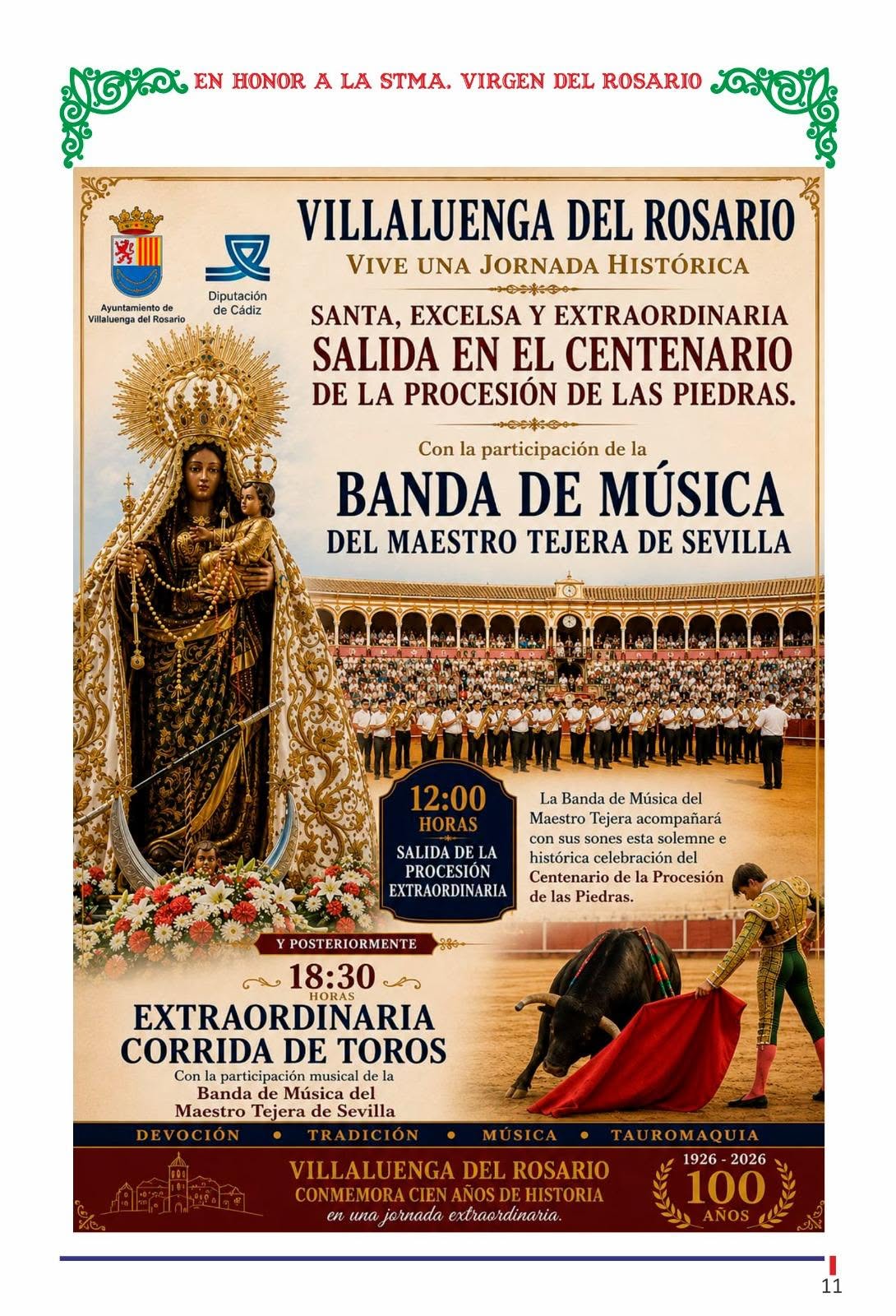 VILLALUENGA DEL ROSARIO VIVE UNA JORNADA HISTÓRICA EN SU FERIA Y FIESTAS 2026. CIEN AÑOS DE DEVOCIÓN