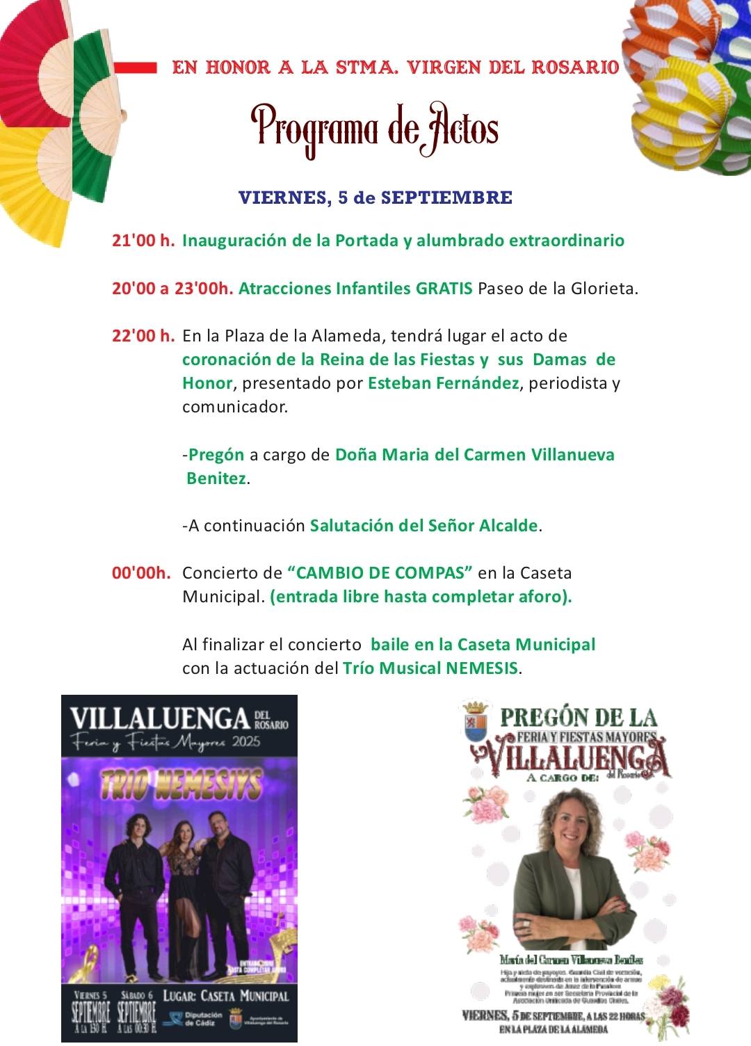 PROGRAMACIÓN FERIA Y FIESTAS MAYORES VILLALUENGA DEL ROSARIO 2025