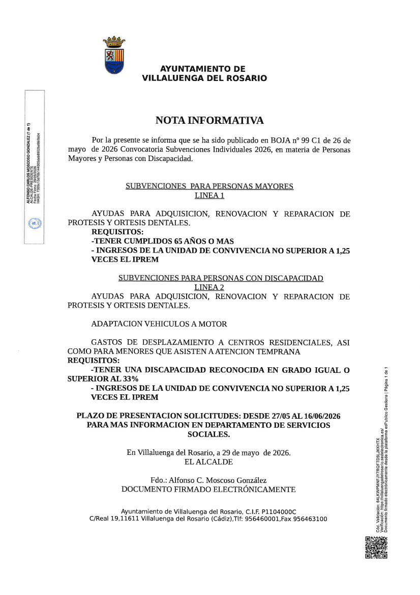 NOTA INFORMATIVA: CONVOCATORIA SUBVENCIONES INDIVIDUALES 2026