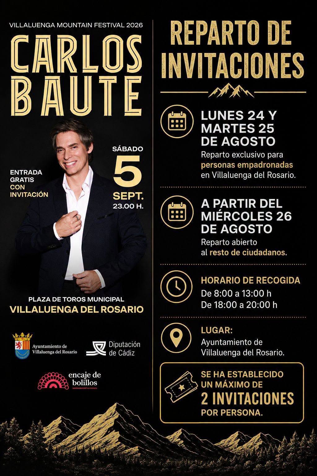 REPARTO DE INVITACIONES PARA EL CONCIERTO DE CARLOS BAUTE EN VILLALUENGA DEL ROSARIO