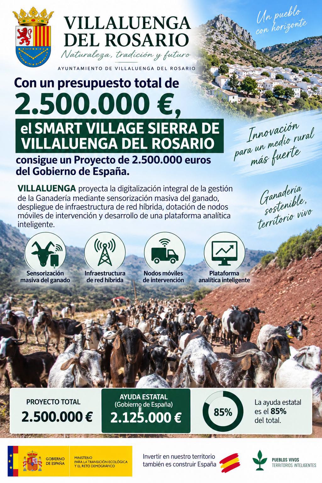 VILLALUENGA CONSIGUE 2.5 MILLONES DE EUROS PARA IMPULSAR LA DIGITALIZACIÓN DE LA GANADERÍA